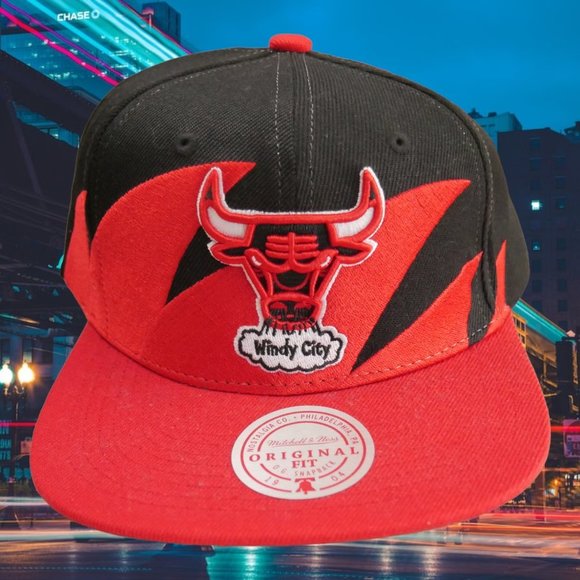 Chicago Bulls Sharktooth Snapback Hat Mitchell & Ness Vintage 90's Windy City - Picture 8 of 8